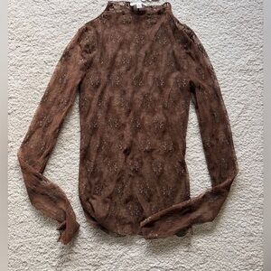 Elegant Brown Lace Women's Top - is size small but fits like an x-small.